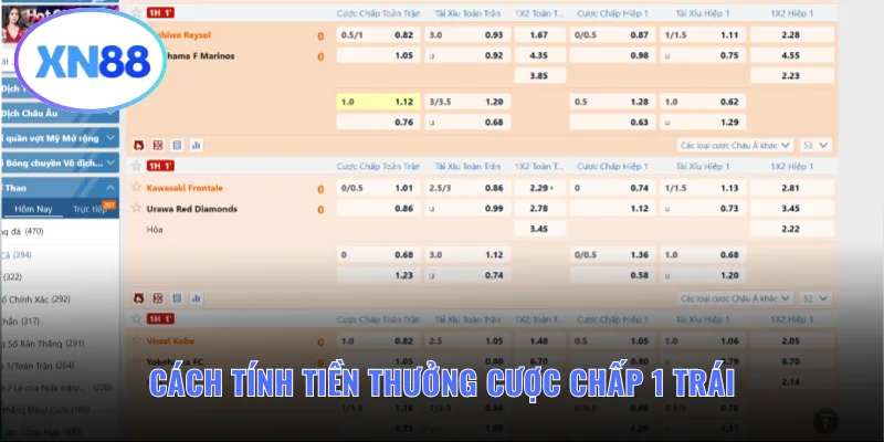Cách tính tiền thưởng cược chấp 1 trái cần biết